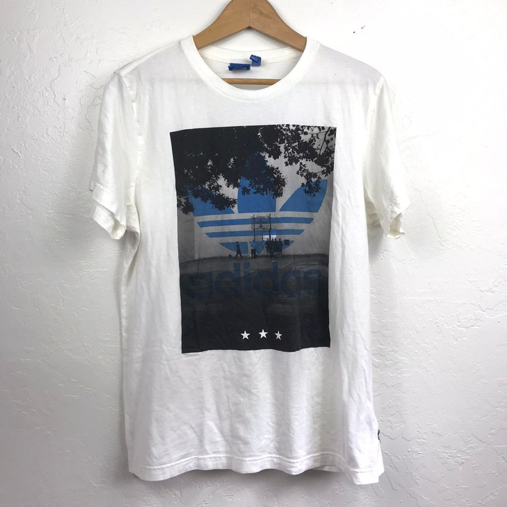 Adidas Skate Mens White Short Sleeve Shirt Size M